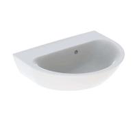 Geberit Renova lavabo con enjuague manual, sin agujero para grifo, rebosadero asimétrico, anchura: 50cm, 500.499.01.1, Color: Blanco