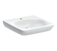 Geberit Renova Nr. 1 Lavabo confort, accesible en silla de ruedas, 550x550mm, con agujero para grifo, sin rebosadero, blanco, 258557000, Color: Blanco
