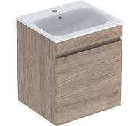 Geberit Renova Plan Conjunto lavabos con mueble bajo lavabo, 1 cajón, 55x62,2x48cm, 501.914.JR.1, Color: lavabo: blanco, frente/carcasa: nogal americano/revestido de lámina