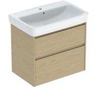 Geberit Renova Plan Conjunto lavabos con mueble bajo lavabo, 2 cajones, 75x69,7x44,6cm, 504037PS1, Color: Estructura de madera de roble natural / melamina - CM