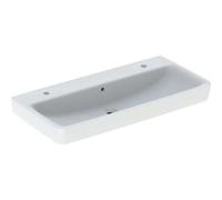 Geberit Renova Plan, lavabo , 100x48 cm, 2 agujeros para grifo, con rebosadero, 501883, 501.883.00.1, Color: Blanco
