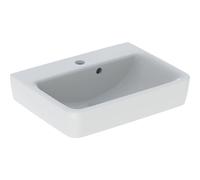 Geberit Renova Plan, lavabo con enjuague manual, 50x38 cm, 1 agujero para grifo, con rebosadero, 501628, Color: Blanco - 501.628.00.1