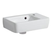 Geberit Renova Plan, lavabo con enjuague manual, proyecciÃ³n reducida, 36x25 cm, 1 agujero para grifo, con rebosadero, 500382, Color: Blanco, con KeraTect - 500.382.01.8