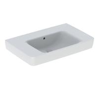 Geberit Renova Plan, lavabo con repisa, 75x48 cm, sin agujero para grifo, con rebosadero, 501696, Color: Blanco - 501.696.00.1