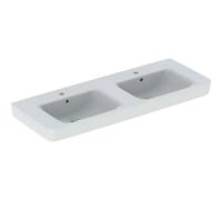 Geberit Renova Plan, lavabo doble, 130x48 cm, 1 agujero para grifo, con rebosadero, 501710, Color: blanco/KeraTect - 501.710.00.8