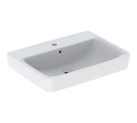 Geberit Renova Plan, lavabo sobre encimera , 65x48 cm, 1 agujero para grifo, con rebosadero, 501723, 501.723.00.1, Color: Blanco