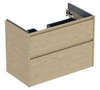 Geberit Renova Plan mueble bajo lavabo, con dos cajones, 84,6x60,6x44,6cm, 504031PS1, Color: Estructura de madera de roble natural / melamina - CM