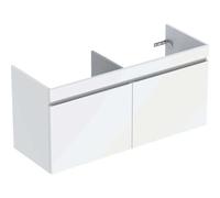 Geberit Renova Plan mueble bajo lavabo doble con 2 cajones, 122,1x60,6x44,6cm, 501912, Color: blanco / lacado alto brillo - 501.912.01.1