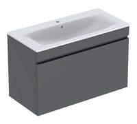 Geberit Renova Plan set con lavabo y mueble bajo lavabo, 1 cajón, 100x62,2x48cm, 501917, 501917JK8, Color: Lavabo: blanco / KeraTect, frente/carcasa: lava / lacado mate - CM