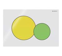 Geberit Sigma01 placas de accionamiento para doble descarga, redondas, 115.770.LA.5, Color: botón blanco, amarillo/verde