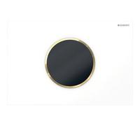 Geberit Sigma10 Mando de WC con accionamiento eléctrico de la cisterna, doble descarga, funcionamiento con pilas, 115.908.KK.6, Color: blanco / chapado en oro