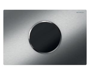 Geberit Sigma10 Mando de WC con accionamiento eléctrico de la cisterna, doble descarga, funcionamiento con pilas, atornillable, 115.909.SN.6, Color: Acero inoxidable, cepillado, recubierto / pulido fá