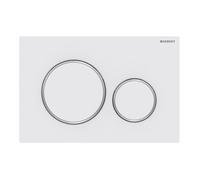 Placa de accionamiento Geberit Sigma20 para sistema de 2 descargas, Color: lacado blanco mate, recubierto de fácil limpieza / cromado de alto brillo - 115.882.JT.1
