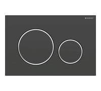 Geberit Sigma20 placas de accionamiento para doble descarga, redondas, 115882141, Color: lacado negro mate, recubierto de fácil limpieza / cromado de alto brillo - CM