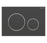 Geberit Placa Sigma20 redonda, doble botón (2 cantidades), negro mate/cromo brillante