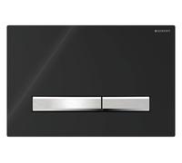Geberit Sigma50 placa de accionamiento para doble descarga, color metal cromado, angular, 115788DW2, Color: Negro brillante - CM