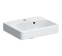 Geberit Smyle Lavamanos cuadrado 500222, 45x36cm, con agujero para grifo, con rebosadero asimétrico, Color: Blanco - 500.222.01.1