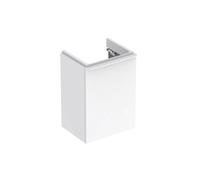 Geberit Smyle Mueble de lavabo con enjuague manual cuadrado, 500351, 442x617x356mm, con 1 puerta, apertura izquierda, 500351001, Color: Laca blanca de alto brillo - CM