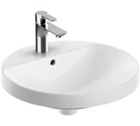 Lavabo encastrado VariForm de Geberit, redondo, 480mm, con agujero para grifo, con rebosadero, 500705002, Color: Blanco, con KeraTect - CM