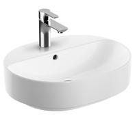 Lavabo Geberit VariForm Countertop elíptico, 500x400mm, con agujero para grifo, con rebosadero, 500775012, Color: Blanco - CM
