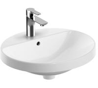 Lavabo encastrado ovalado VariForm de Geberit, 500x450mm, con agujero para grifo, con rebosadero, 500713002, Color: Blanco, con KeraTect - CM