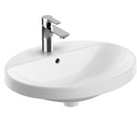 Lavabo encastrado ovalado VariForm de Geberit, 550x450mm, con agujero para grifo, con rebosadero, 500721002, Color: Blanco, con KeraTect - CM