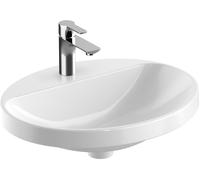 Lavabo encastrado ovalado VariForm de Geberit, 550x450mm, con agujero para grifo, sin rebosadero, 500.723.00.2, Color: Blanco, con KeraTect