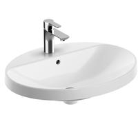 Lavabo empotrado Geberit VariForm ovalado, 600x480mm, con agujero para grifo, con rebosadero, 500725012, Color: Blanco - CM