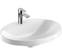 Lavabo empotrado Geberit VariForm ovalado, 600x480mm, con agujero para grifo, sin rebosadero, 500727012, Color: Blanco - CM