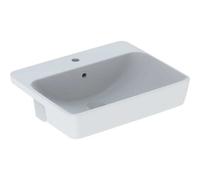 Geberit VariForm Lavabo semi-encastrado cuadrado, 550x450mm, con agujero para grifo, con rebosadero, blanco, 500.681.01.1, Color: Blanco