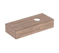 Geberit VariForm mueble bajo lavabo para lavabo sobre encimera, dos cajones, superficie de almacenamiento, sifÃ³n para olores, anchura 120 cm, Color (frente/cuerpo): Superficie: nogal americano / estructura de madera melamÃnica - 501.174.00.1