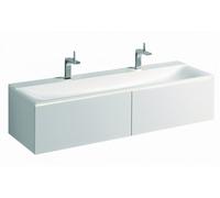 Geberit Xeno 2 lavabo, con 2 agujeros para grifo y sin rebosadero, 160x48cm, blanco, 500279001, 500.279.00.1