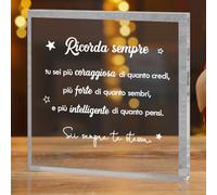 GEBETTER 10x10cm Placa Cuadrada Acrílica en Italiano, Regalo Motivador, Regalos Originales Mujer Hombre, Regalos Amigos Pareja Novios, Adorno Motivación, Regalo Cumpleaños Navidad San Valentín