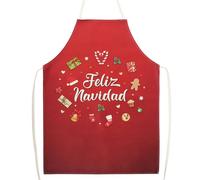 GEBETTER 1Pc Delantal Navidad en Español Feliz Navidad Rojo 78x55 cm Lino, Delantal Navideño Cocina Hogar Taller Regalo Mujer Hombre Madre Padre Abuela Abuelo Amigos Familiares Fiesta