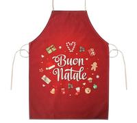 GEBETTER 1Pc Delantal Navidad en Italiano Buon Natale Mandil Navideño Regalo Mujer Hombre Amigos Familliares (Rojo)