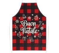 GEBETTER 1Pc Delantal Navidad en Italiano Buon Natale Mandil Navideño Regalo Mujer Hombre Amigos Familliares (Cuadros Rojos Negros)