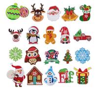 GEBETTER 20Pcs Parches Ropa Termoadhesivos Navidad + Kit Costura, Aplique Bordado Navideño Infantil, Adorno Decoración Prenda Niños, Estilo Dibujos Animados