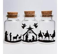 GEBETTER 3Pcs Pegatinas Reyes Magos Belén Navidad Pesebre Portal Nacimiento, Vinilos Adhesivos Navideños, Decoración Adorno Ventana Cristal Puerta Taza Vitrina Lámpara Muebles Manualidades (Negro)