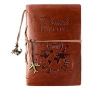 GEBETTER Cuaderno de Viaje a5 Diario de Viaje Cuero Vintage Travelers Notebook 80 Hojas Cuaderno Rellenable Regalo para Alumnos Hombre Mujer Viaje