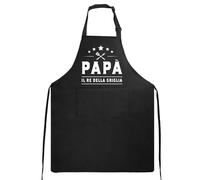 GEBETTER Delantal Negro Hombre Impermeable, Temática Papà en Italiano, Regalo Día del Padre Navidad Cumpleaños