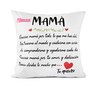 GEBETTER Regalo Día Madre Cumpleaños, Funda Cojín Mamá 45x45 cm Sin Relleno, Diseño Doble Cara de Frases Bonitas y Corazones, Regalo Original Navidad Mujer (Estilo A)
