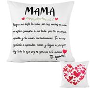 GEBETTER Regalo Día Madre Cumpleaños, Funda Cojín Mamá 45x45 cm Sin Relleno, Diseño Doble Cara de Frases Bonitas y Corazones, Regalo Original Navidad Mujer (Estilo B)