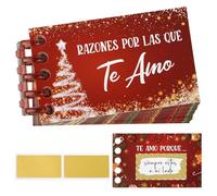 GEBETTER Regalo Navidad Pareja, 25* Tarjetas Te Amo Español + 24* Pegatinas Rasca + 1* Canutillo Encuadernar, Libreta Navideña Mujer Hombre Novia Novio Marido Manualidades Calendario de Adviento