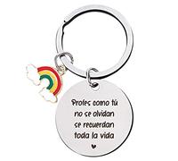 GEBETTER Regalo Profesora Infantil, 1* Llavero Original + 1* Tarjeta Gracias + 1* Sobre Kraft, Regalo Profe Maestra Primaria Graduación Guardería Colegio Escuela Navidad Despedida (Arcoiris)