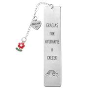 GEBETTER Regalo Profesora Infantil, 1* Marcapáginas Español Metal + 1* Cajita, Marcador Libro Corazón Gracias, Regalo Profe Maestra Primaria Graduación Guardería Colegio Escuela Navidad (Flor Roja)
