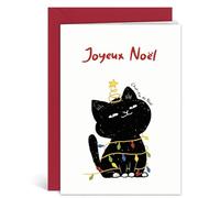 GEBETTER Tarjeta Felicitación Navidad Sobre Rojo Francés Gatito Gato Negro Chat-pin de Noël Árbol Joyeux Noël, Tarjeta Navideña Papel, Felicitaciones Navidad, Postal Navideña, Regalo Niños Amigos