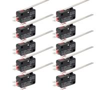 Gebildet 10 Piezas Micro Interruptor 125VDC 0.6A, 3 Pin Interruptor de Límite V-153-1C25, Momentáneo Interruptor Palanca de Bisagra Larga SPDT, Botón Pulsador de Brazo Actuador