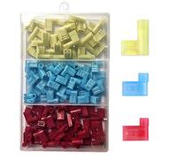 Gebildet 100pcs 90grados Aislado Hembra Bandera Conector, F Tipo Terminal de la Encrespadura, Hembra Terminal de Pala, Empuja Terminal del Cable 12-10AWG/ 22-14AWG (Rojo 40, Azul 40, Amarillo 20)