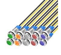 Gebildet 10Pcs 6 mm 1/4 "230VAC LED luz Indicadora de Metal Lámpara de Señal Impermeable (Verde Naranja Rojo Azul Blanco 10Pcs)