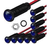 Gebildet 10pcs Indicador de Plástico LED Luz Piloto AC/DC 12-24V Tamaño del Orificio de Montaje 6mm (Azul)